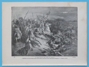 Original Vintage 1888 B&W 7.5"x10" Angel Leads Army Joshua Avil Lithograph Co. - Imagen 1 de 2
