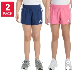 Adidas Youth 2-Pack Shorts - Fuchsia and Black - Picture 1 of 11