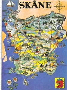 Ak Skane (deutsch: Schonen, Schweden, Straßenkarte - Bild 1 von 1