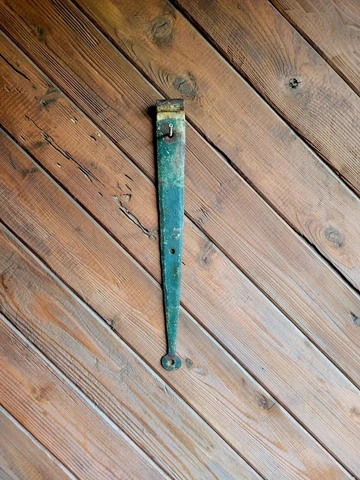 19c Antique Hand Wrought Forged Iron Barn Door Strap Hinges 19 1/4" Cover