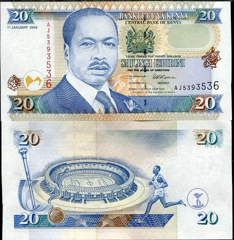 Kenya 20 Shillings 1996 P 35 UNC Cover