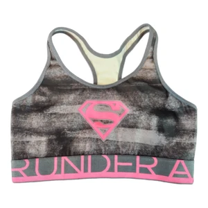Under Armour superman logo black and pink sports bra size small 14 - Picture 1 of 6