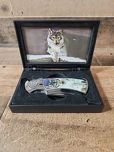 Vintage Maxam Great Wolf Native American Inspired Collectors Folding Knife - Picture 1 of 6