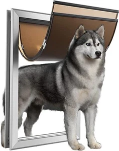 28"x18" Large Aluminum Pet Door Dog Cat Magnetic Lockable Flap Screen Gate Frame - Picture 1 of 13