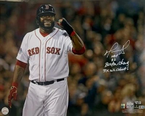 DAVID ORTIZ Autographed "HOF 22, 3x WS Champs" 16" x 20" Photo FANATICS LE 34 - Picture 1 of 2