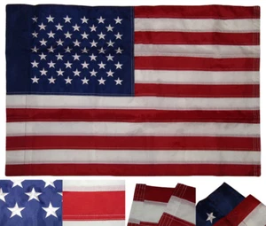 2x3 Ft American Flag Embroidered Nylon USA US Deluxe Stars POLE POCKET SLEEVE - Picture 1 of 9