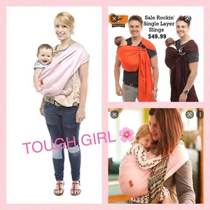 Rockin' Baby Mother Baby Infant Sling "TOUGH GIRL“ 4 Holds ~NEW Pink BOHO Girl - Picture 1 of 12
