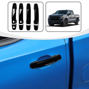 4xGlossy Black Door Handle Overlay Covers for 19-25 Silverado 1500 2500 3500 - Picture 1 of 10