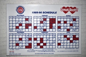 1989-90 DETROIT PISTONS NBA BASKETBALL MAGNET SCHEDULE GREAT SCOTT! - Picture 1 of 1
