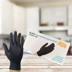 Black Thick Disposable Gloves 100Pcs - PVC Nitrile Latex, Food Safe, Waterproof - Picture 1 of 9