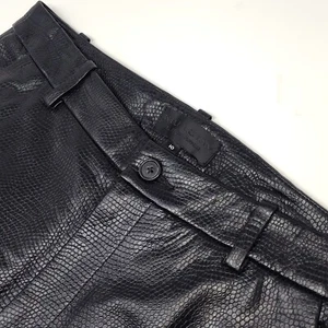 Nili Lotan Montauk Embossed Leather Slim Cropped Pants Black Women's Size 10 - Picture 1 of 7