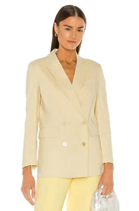Theory Women's Ivory Light Linen Stretch Double Breasted Piazza Jacket Size 2 - Picture 1 of 5