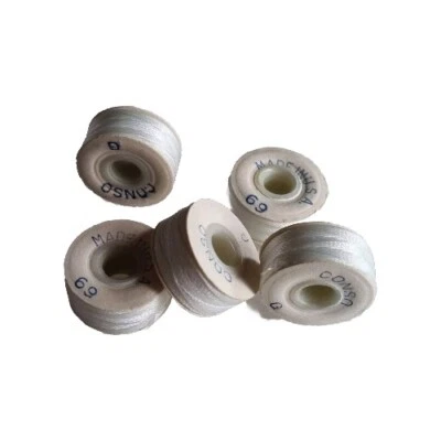 CONSO 5x30yd Bobbin Spools White Industrial G Bonded Nylon 69 Craft Thread SALE - Image 1 of 3