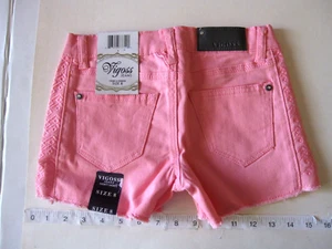 *NWT* Girls Size 8 VIGOSS Jeans Denim Pink Shorts Side Design - Picture 1 of 6