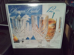 Goblets Iced Tea Beverage Glassware Set Crystal 6 Dublin Godinger Shannon NIB