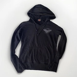 Damen Rocket Harley Davidson kleiner Hoodie schwarz Flügel hinten Grafik Huntsville - Bild 1 von 6