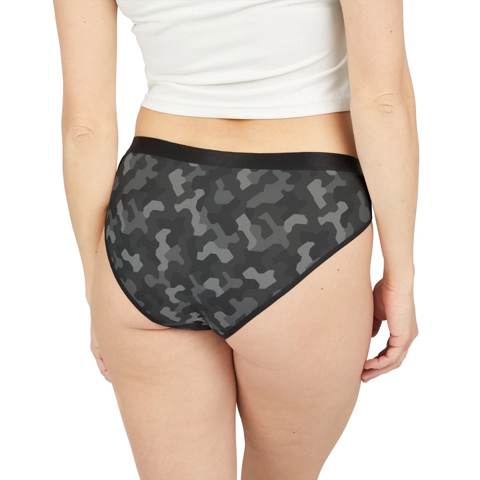 Women’s Briefs Underwear AOP –Gray Digital Camo Print, Elastic Waist Comfort Fit - Image 1 of 1