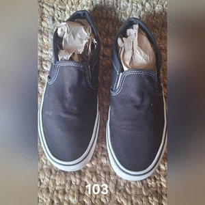 Vans Women’s Old Skool Black White Canvas Slip-On Sneakers Shoes Sz 8 School - Picture 1 of 7