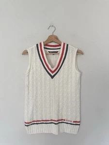 Crew Clothing Sweater Vest Size 8 Beige Cricket Cable Sleeveless Chunky Knit - Picture 1 of 9