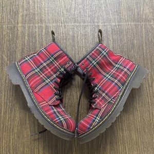 Dr Martens 1460 TARTAN J boots 8-eye 3 US Red Plaid - Picture 1 of 7