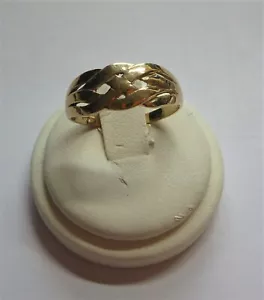 FABULOUS VINTAGE ESTATE 9 CT YELLOW GOLD PLAIT PATTERNED RING ST # 17606 - Picture 1 of 7