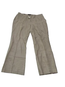 Talbots Linen Pants Women 20W Straight Leg Beige Relaxed Boho Beach Coastal NWT - Picture 1 of 10