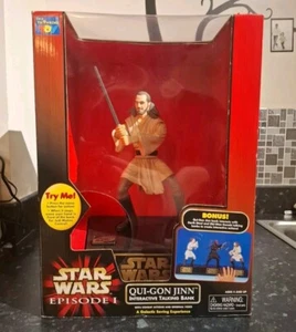 🔥 Star Wars Episode 1 QUI-GON JINN Interactive Talking Bank - Thinkway Toys - Picture 1 of 10