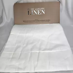 Pure Linen Window Curtains Drapes 50x108” European Flax White Lined 2 Panels - Picture 1 of 7