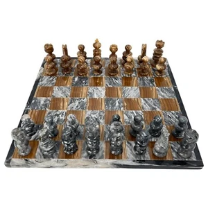 Mexico Aztec Chess Set Hand Carved Onyx / Agate Stone Board Extra Pieces *READ* - Bild 1 von 13