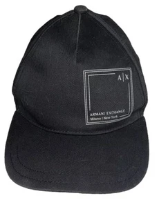 Armani Exchange Black Fabric Baseball Cap White Logo Adjustable - Picture 1 of 6