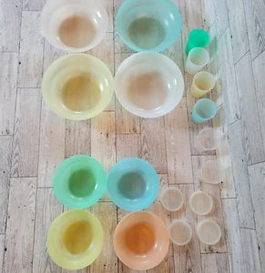 Tupperware Pastel Midgets Cereal Fruit Bowls Lids Seals Containers 18 pc LOT VTG - Picture 1 of 11