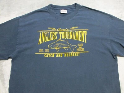 Camisa Torneo Pescadores De Colección Para Hombres XL Azul Amarillo Pesca Peces Al Aire Libre Trucha Foto 1 de 4