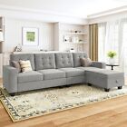 L Shaped Storage Sectional Couch 4-Seat Upholstered Sofa with Reversible Chaise