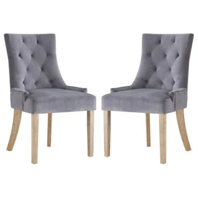 Modway Pose 19" Modern Performance Velvet Dining Chair in Gray (Set of 2) - Image 1 of 4