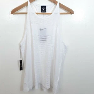Nike Aeroswift Women’s Running Tank Racerback White Large Slim Fit NWT MSRP $70 - Picture 1 of 7