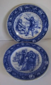 2 platos de cena Wedgwood Ivanhoe Flow azul Ivanhoe y Rowena y porquero - Imagen 1 de 7