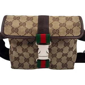 GUCCI GG Línea Jerez Mini Riñonera Cintura Bolsa Bolso de Hombro Cinturón Bolso Lona - Imagen 1 de 13
