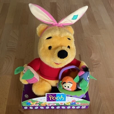 迪士尼 Fisher-Price 小熊维尼小猪跳虎和眼耳复活节毛绒 1999 年全新 — 第 1/2 张图片