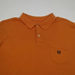 Chaps Polo Shirt Extra Large Mens L Solid Orange Short Sleeve Crest Logo Casual - Picture 1 of 9