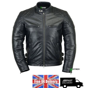 CHAQUETA DE CUERO PARA HOMBRE NUEVA 100% REAL VINTAGE NEGRA ESTILO MOTOCICLISTA CHAQUETA AJUSTADA - Imagen 1 de 12