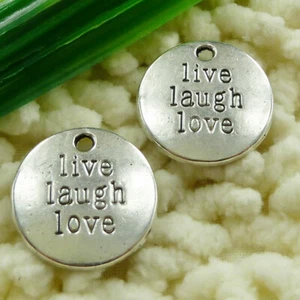 90 piezas dijes de plata tibetana Live Laugh Love 20 mm S1593 hágalo usted mismo fabricación de joyas - Imagen 1 de 6
