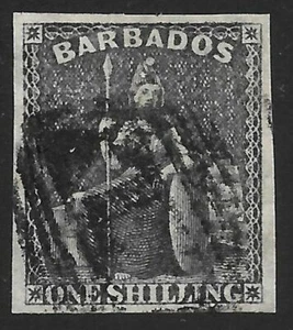 1858 BARBADOS, n. 12a - 1 scellino black USED - Picture 1 of 1