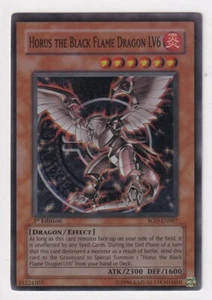 YUGIOH! HORUS THE BLACK FLAME DRAGON LV6 SUPER RARE 1ST EDITION - SOD-EN007 LP+  - Picture 1 of 1