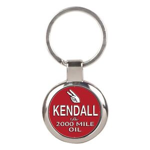 Kendall Motor OIL Vintage Art Ring Key chain Chrome finish Key Fob