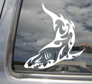 Tribal Great White Shark - Apex Predator Car Window Vinyl Decal Sticker 01536 - Picture 1 of 2