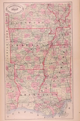 Mapa Cram 1882 ~ Louisiana, Mississippi, Arkansas ~ Mapa Raro 1ª Edición (14x22) Foto 1 de 3