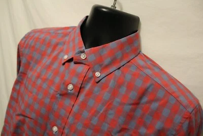 George MEN'S SZ S Button Front Shirt Blue & Red plaid L/S Cotton Blend - Image 1 of 3