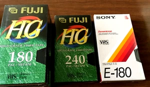 Blank VHS Video Tapes 3xFuji 180, 1 Fuji 240 & 1 Sony 180 See photos New Sealed - Foto 1 di 9
