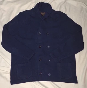 Tasso Elba Sweater Size L Mens Lambswool Cardigan Shawl Collar Buttons Blue Gift - Picture 1 of 7