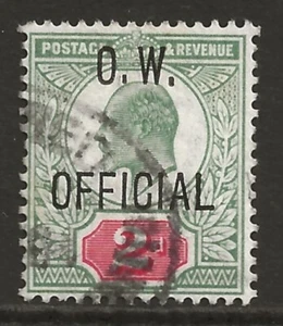 GB 1902 2d grün & karmin OW OFFIZIELLER sehr schön gebraucht SG#O38 (Zertifikat) - Bild 1 von 3